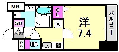 LEGESTA兵庫リバージュ(1K/4階)の間取り写真