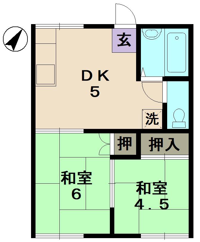 フォーブル美坂(2DK/1階)の間取り写真