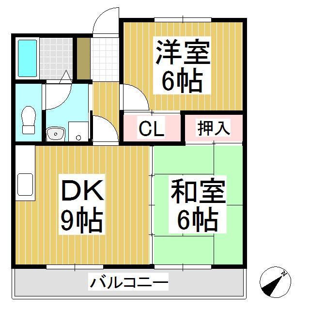 上田電鉄別所線 寺下駅 徒歩32分 3階建 築28年(2DK/3階)の間取り写真