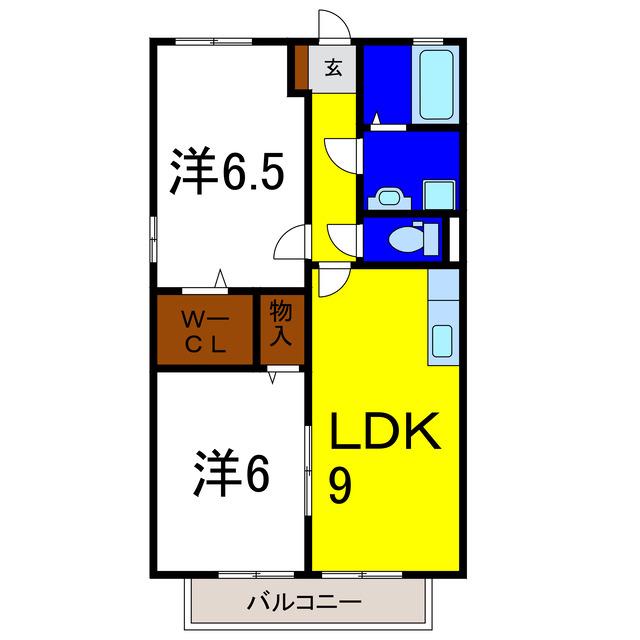 サンメイユウ B棟(2LDK/2階)の間取り写真