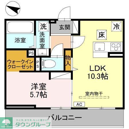 アザレアB(1LDK/1階)の間取り写真