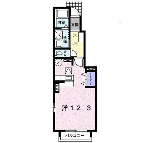 ヴァンベール A(ワンルーム/1階)の間取り写真