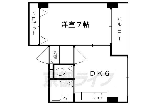 グリーンヒル鞍馬口(1DK/2階)の間取り写真