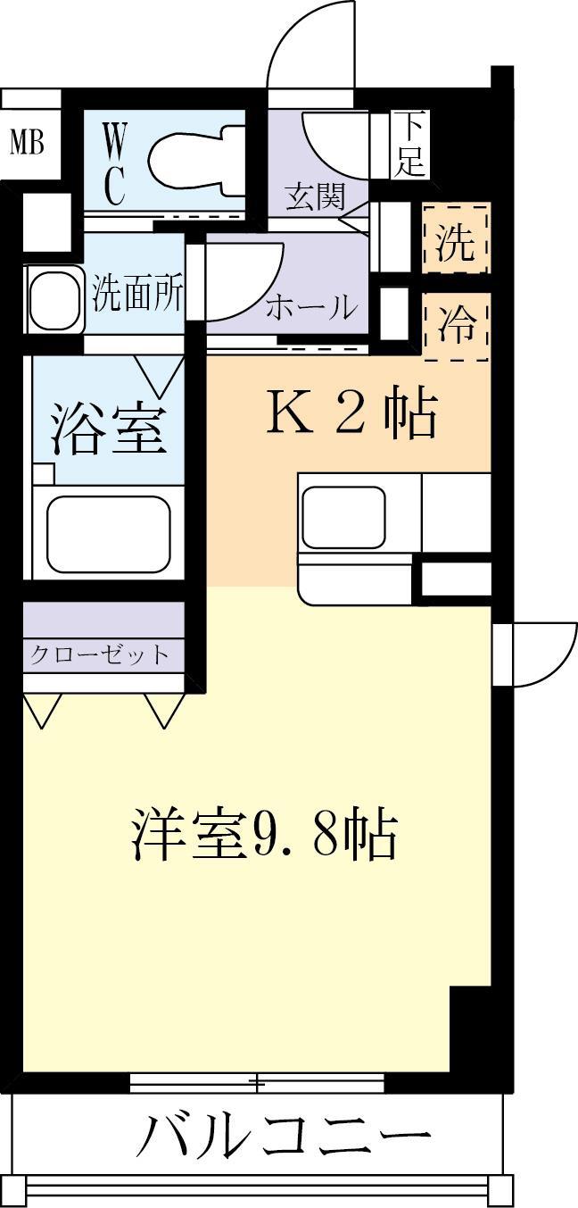 アドヴァンスつくば(1K/5階)の間取り写真