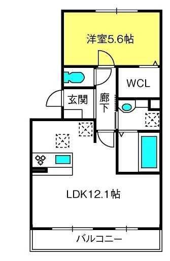 グレイスヴィラ参番館(1LDK/2階)の間取り写真
