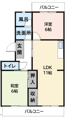 グレイスカリガネ(2LDK/3階)の間取り写真