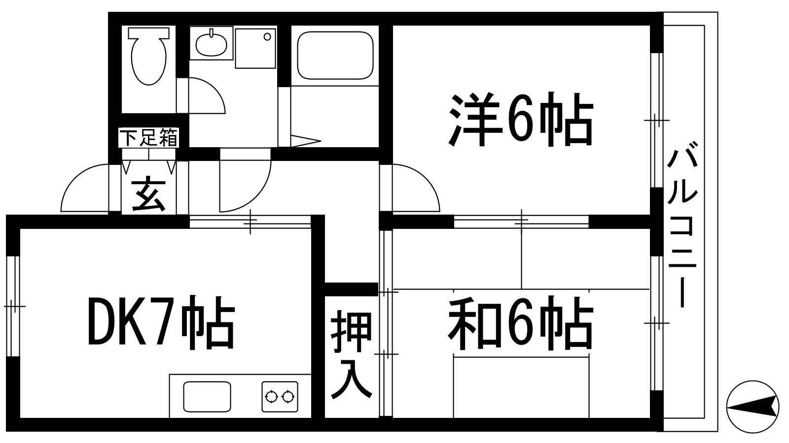 めふハイツ(2DK/2階)の間取り写真
