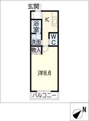 ハイツ白山62(1K/2階)の間取り写真