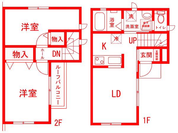 フローラルコート(2LDK/1階)の間取り写真