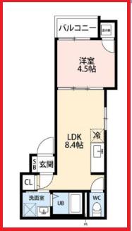 エフ アセシア パリュール(1LDK/2階)の間取り写真