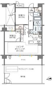 リーフィアレジデンス狛江スタイルアベニュー(2LDK/1階)の間取り写真
