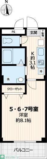 セブンアベニュー江北(1K/1階)の間取り写真