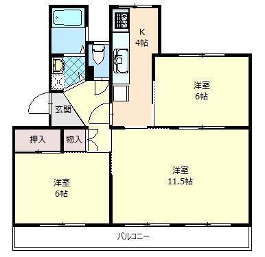 ノーベル登町(3K/2階)の間取り写真