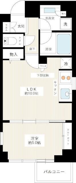 カスタリア高輪台II(1LDK/4階)の間取り写真