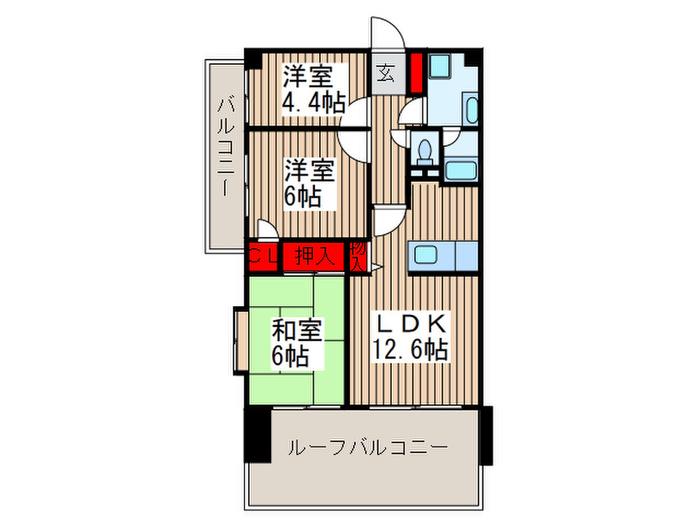 パティオ大宮(3LDK/7階)の間取り写真