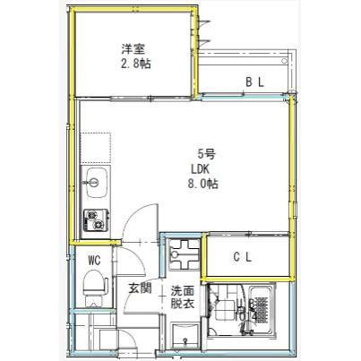 G-SMART坪井(1LDK/1階)の間取り写真