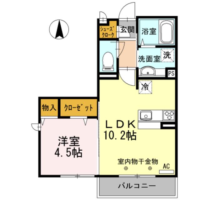 サン・ヴェール A棟(1LDK/2階)の間取り写真