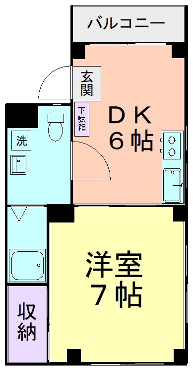 浅川マンション(1DK/5階)の間取り写真