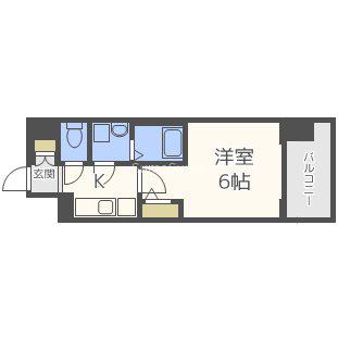 エスリード本町靱公園レジデンス(1K/14階)の間取り写真