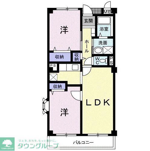 サンヒルズ柏B(2LDK/3階)の間取り写真