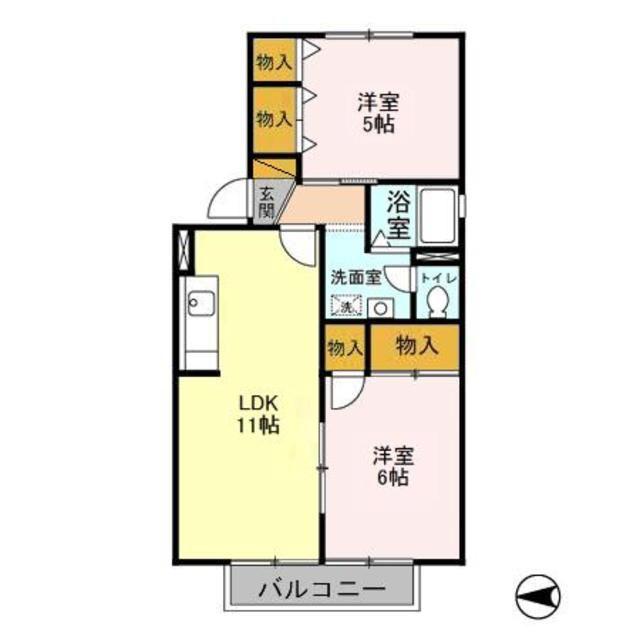 ドリームシティA(2LDK/2階)の間取り写真