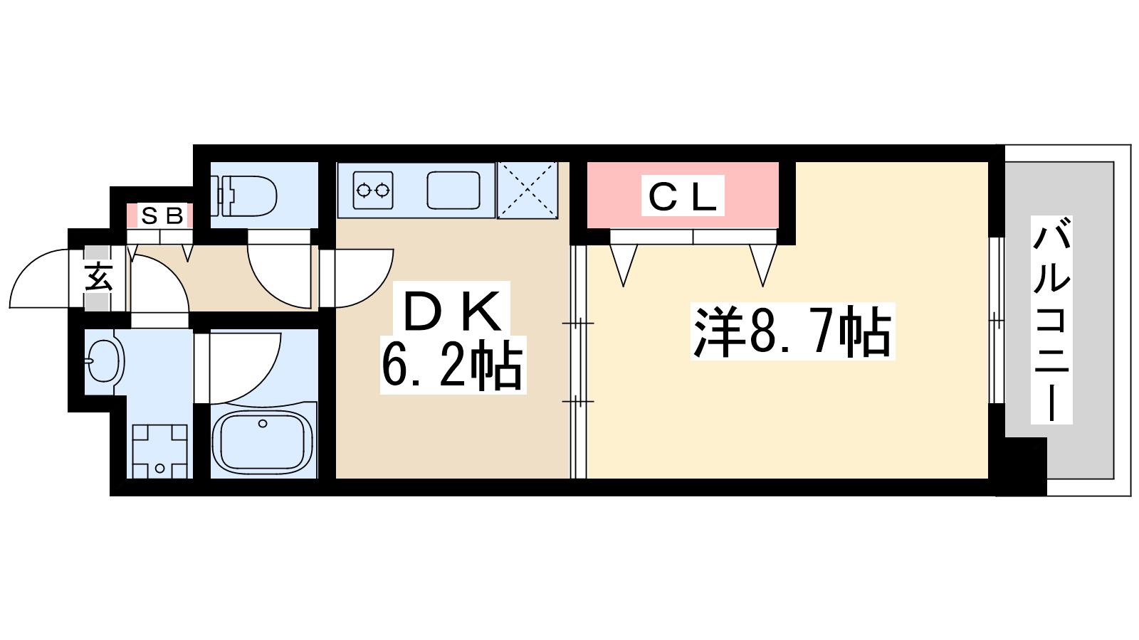 ヴィレッジ蔵人(1DK/2階)の間取り写真