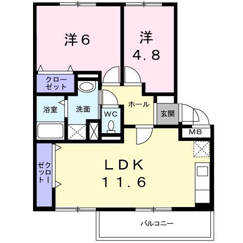 タウニーロイヤル1(2LDK/3階)の間取り写真