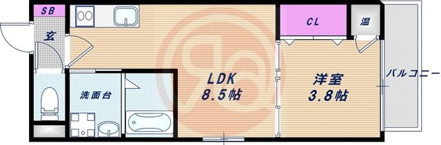 F ASECIA CROWN(1LDK/2階)の間取り写真