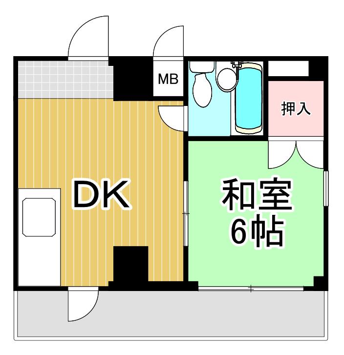エクセレント伊丹(1DK/3階)の間取り写真
