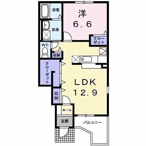 サンリットK2B(1LDK/1階)の間取り写真