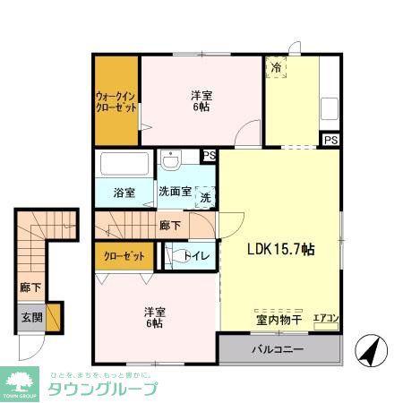 プリムヴィラ(2LDK/2階)の間取り写真