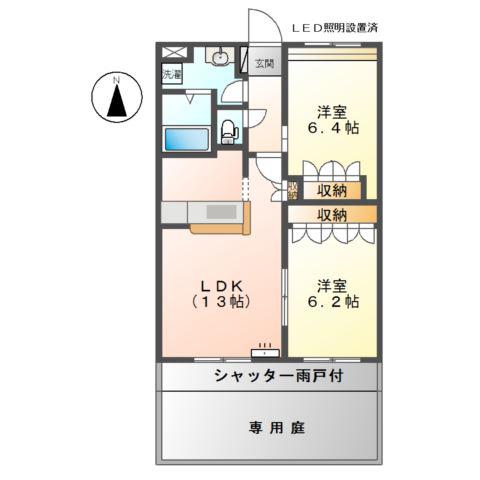 ウエストウッド(2LDK/1階)の間取り写真