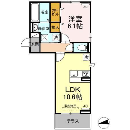 ディアライズ吉田町(1LDK/1階)の間取り写真
