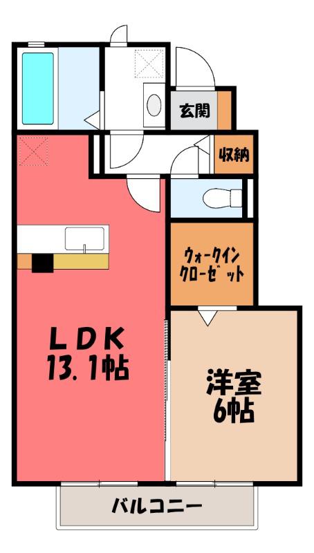 D-ROOMあずま町B(1LDK/1階)の間取り写真
