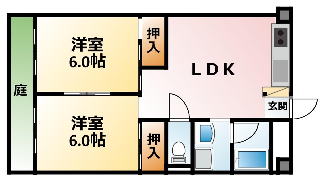 オレンジコート大網(2LDK/1階)の間取り写真