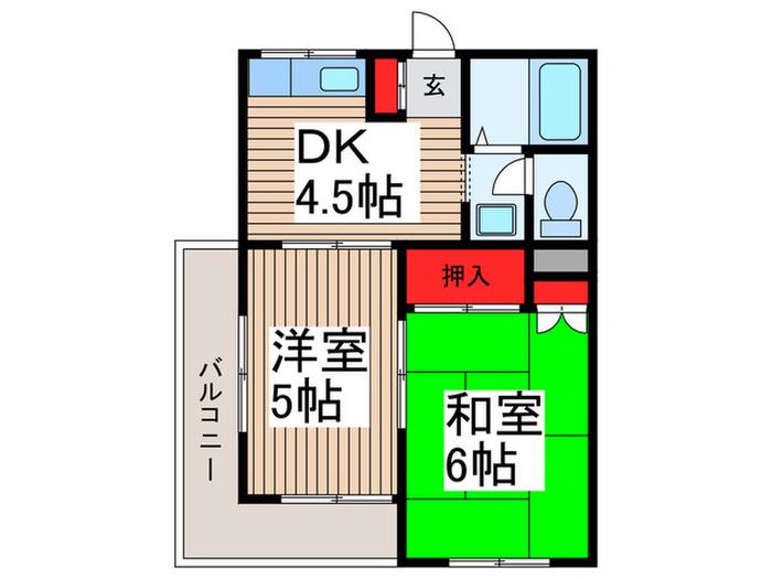 おうぎハイツ(2DK/3階)の間取り写真