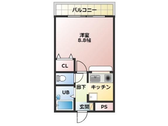 ライム高田(1K/4階)の間取り写真