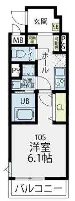 プラフィド(1K/1階)の間取り写真