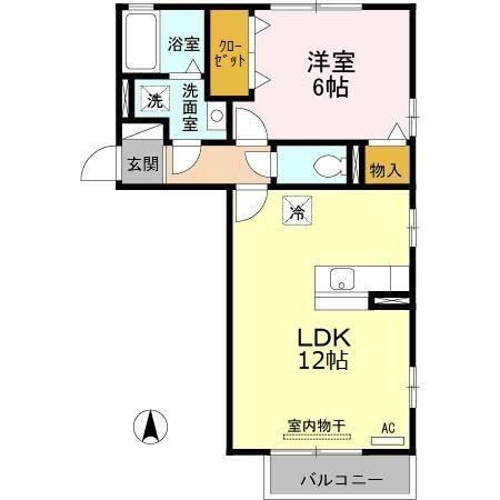 コートハウス岐陽II C(1LDK/2階)の間取り写真