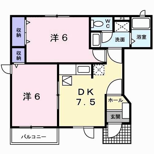 フィールドビ-チ5(2DK/1階)の間取り写真