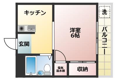 ルペール高見(1DK/1階)の間取り写真