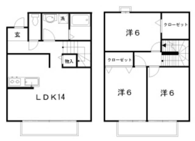 ローズコート南久万(3LDK/1階)の間取り写真