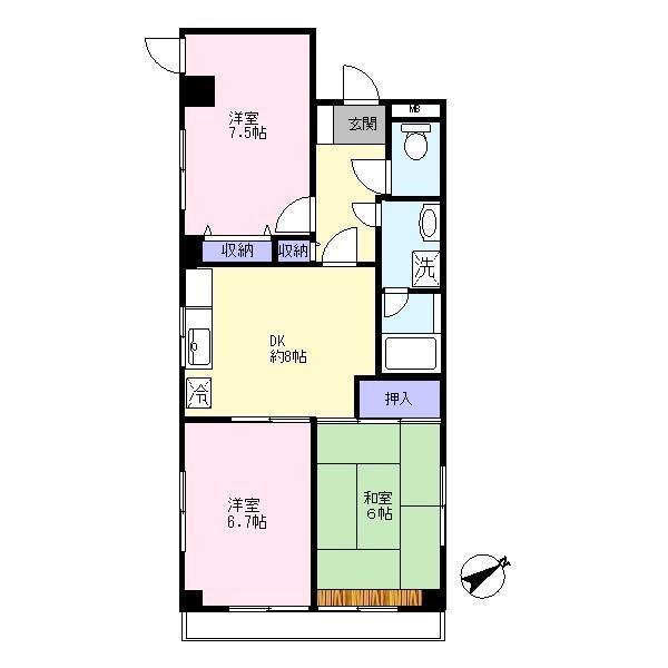 第2村田マンション(3DK/1階)の間取り写真