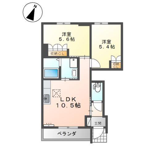 パストラーレ・プリマ(2LDK/1階)の間取り写真