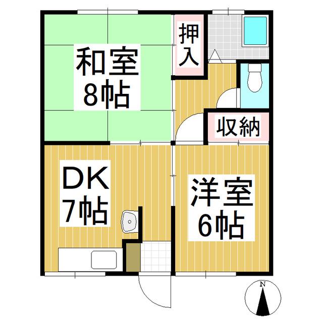 ハイツ鶴衛(2DK/1階)の間取り写真