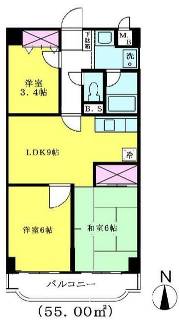 大須賀レジデンス(3DK/6階)の間取り写真