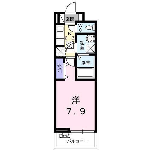 ル・ボヌール新居浜(1K/1階)の間取り写真