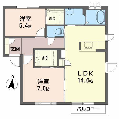 プロムナード南ケ丘(2LDK/1階)の間取り写真