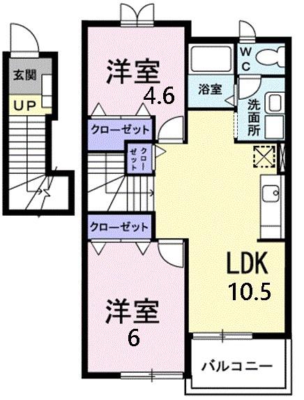 ビューシエル(2LDK/2階)の間取り写真
