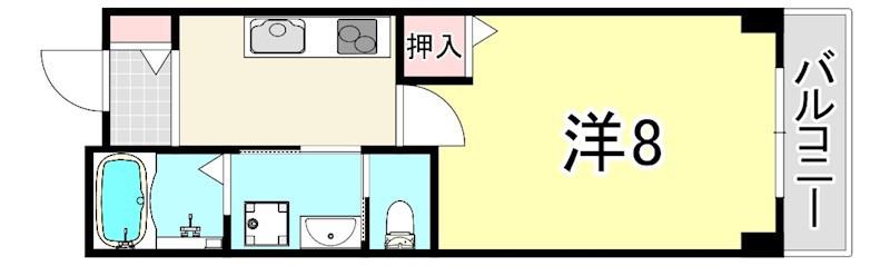 G-プロスぺリテ塚口(1K/4階)の間取り写真